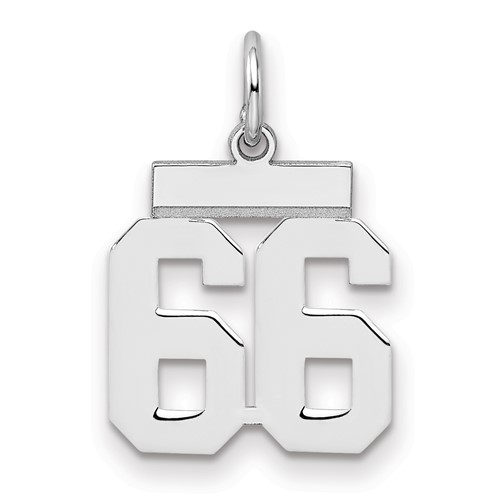 Sterling Silver Rhodium-plated Polished Number 66 Charm