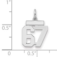 Sterling Silver Rhodium-plated Polished Number 67 Charm view 2