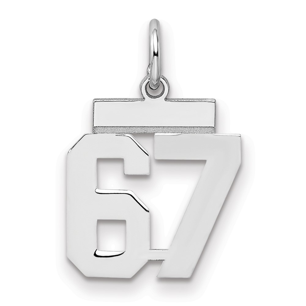 Sterling Silver Rhodium-plated Polished Number 67 Charm