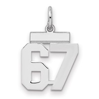 Sterling Silver Rhodium-plated Polished Number 67 Charm view 1