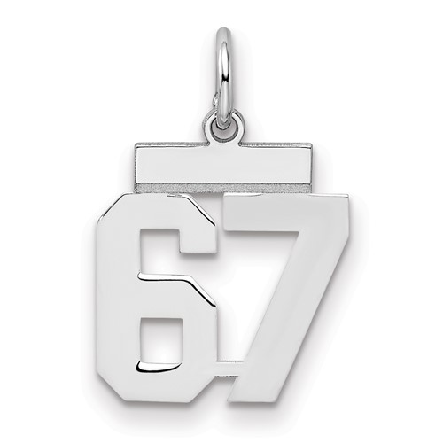 Sterling Silver Rhodium-plated Polished Number 67 Charm