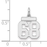 Sterling Silver Rhodium-plated Polished Number 68 Charm view 2