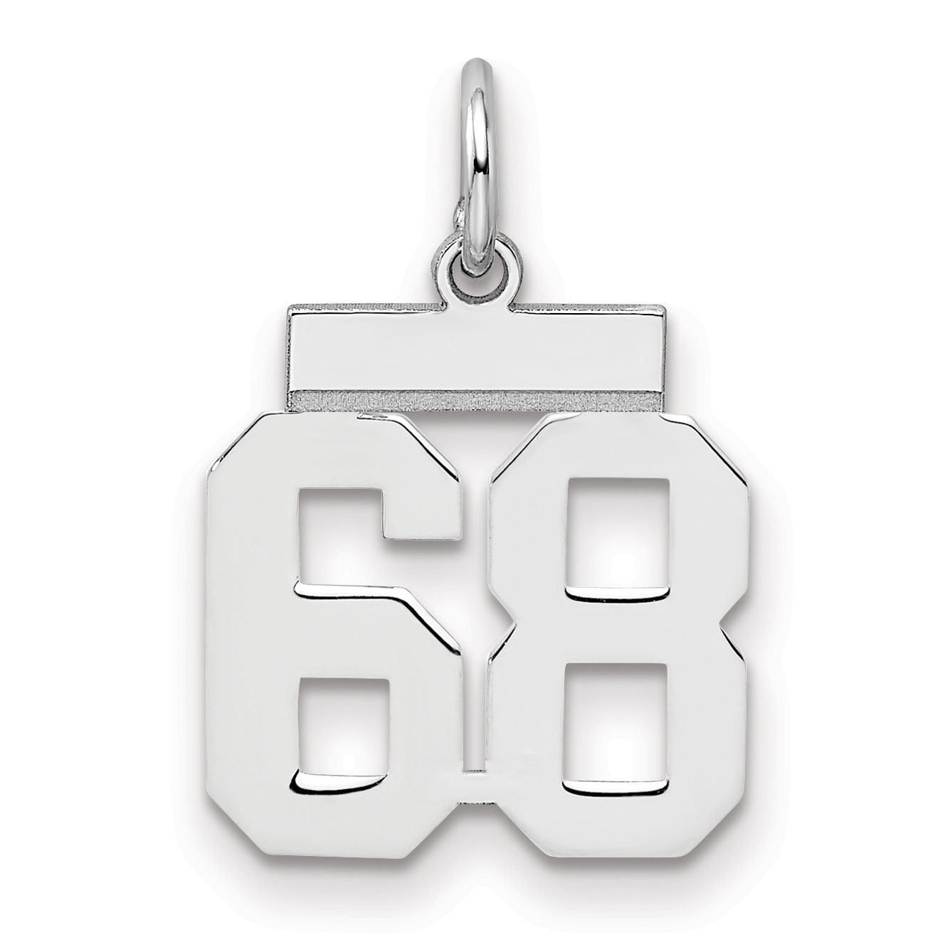 Sterling Silver/Rhodium-plated Polished Number 68 Charm (QSS68)