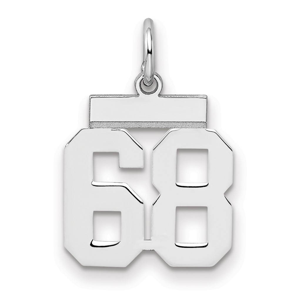 Sterling Silver Rhodium-plated Polished Number 68 Charm