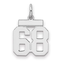 Sterling Silver Rhodium-plated Polished Number 68 Charm view 1