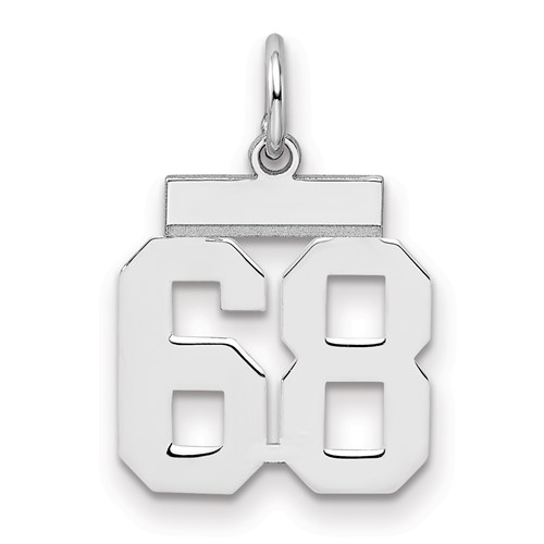Sterling Silver Rhodium-plated Polished Number 68 Charm