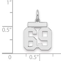 Sterling Silver Rhodium-plated Polished Number 69 Charm view 2