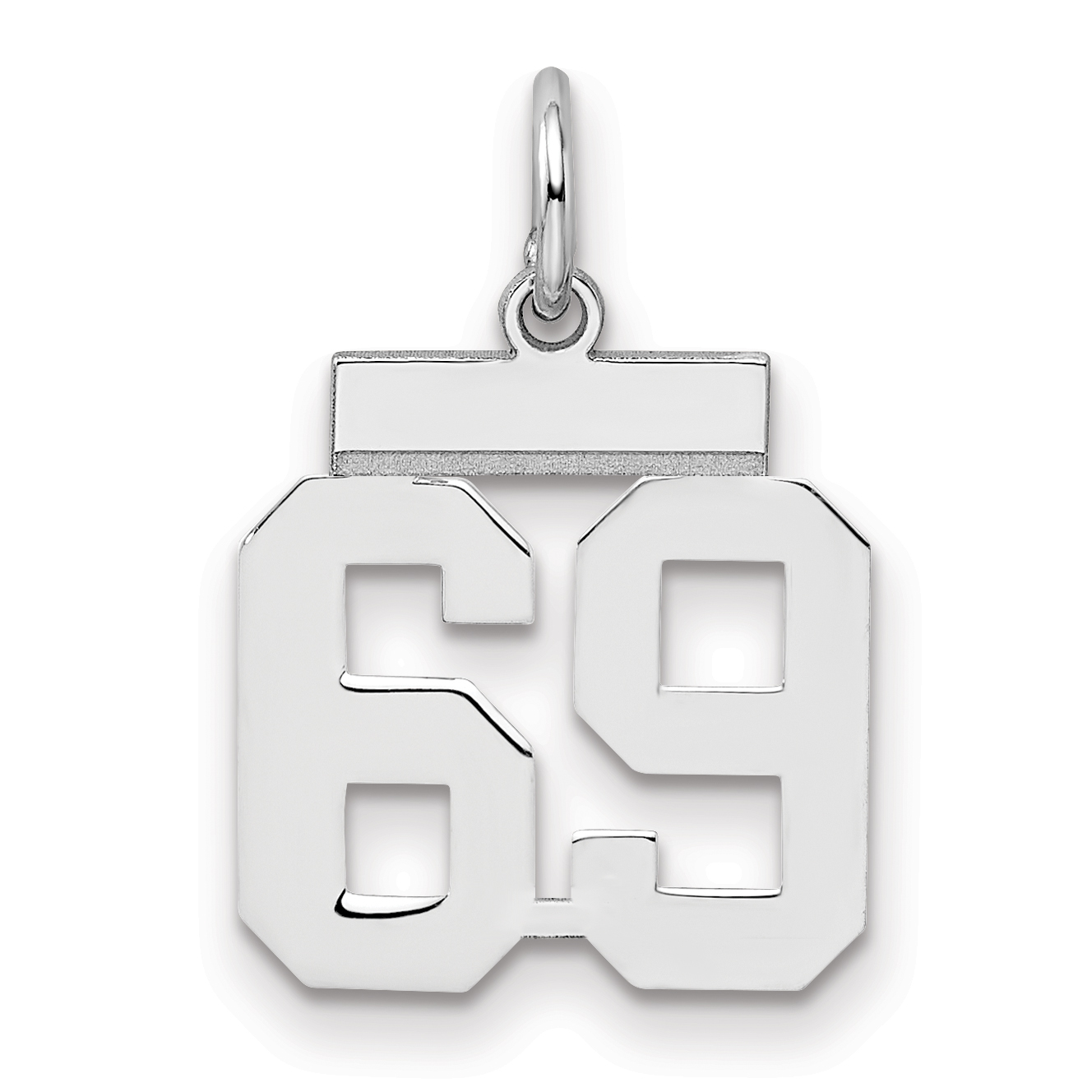 Sterling Silver/Rhodium-plated Polished Number 69 Charm (QSS69)