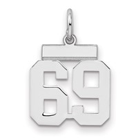 Sterling Silver Rhodium-plated Polished Number 69 Charm view 1