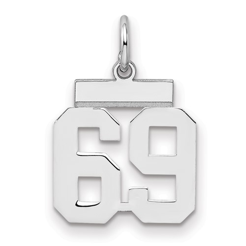 Sterling Silver/Rhodium-plated Polished Number 69 Charm