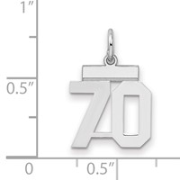 Sterling Silver Rhodium-plated Polished Number 70 Charm view 2