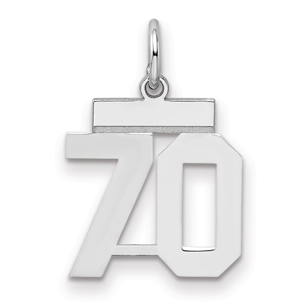 Sterling Silver Rhodium-plated Polished Number 70 Charm