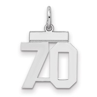 Sterling Silver Rhodium-plated Polished Number 70 Charm view 1