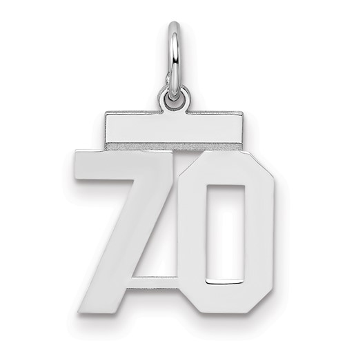 Sterling Silver Rhodium-plated Polished Number 70 Charm