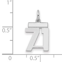 Sterling Silver Rhodium-plated Polished Number 71 Charm view 2