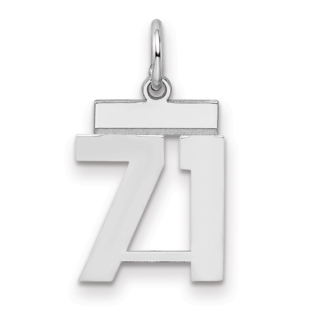 Sterling Silver Rhodium-plated Polished Number 71 Charm