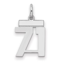 Sterling Silver Rhodium-plated Polished Number 71 Charm view 1