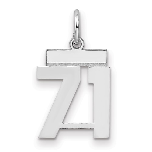 Sterling Silver Rhodium-plated Polished Number 71 Charm