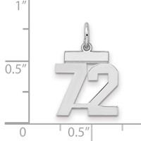 Sterling Silver Rhodium-plated Polished Number 72 Charm view 2