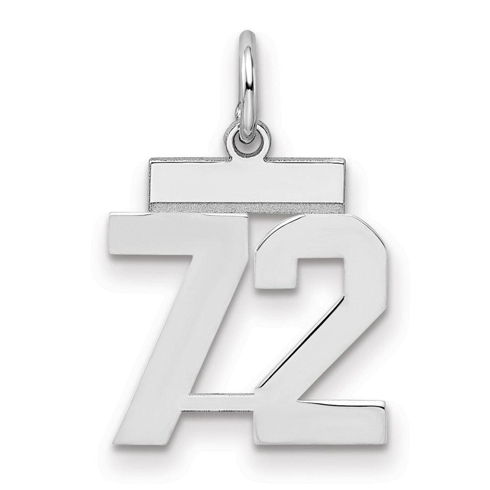 Sterling Silver Rhodium-plated Polished Number 72 Charm