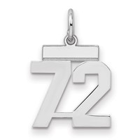 Sterling Silver Rhodium-plated Polished Number 72 Charm view 1