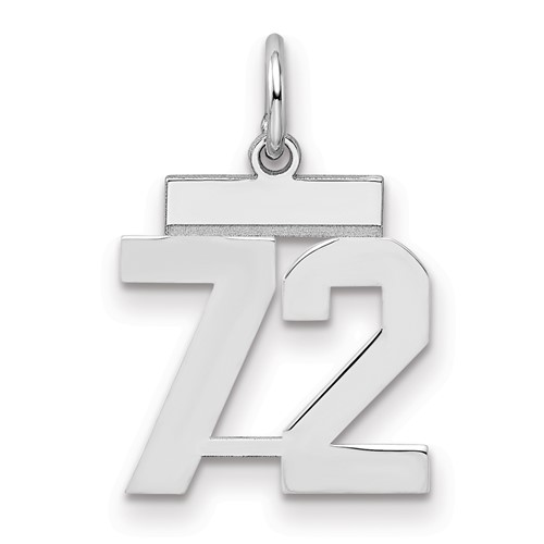 Sterling Silver Rhodium-plated Polished Number 72 Charm
