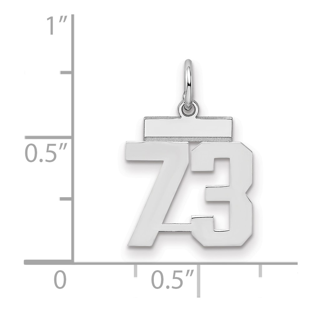 Sterling Silver/Rhodium-plated Polished Number 73 Charm (QSS73)