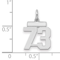 Sterling Silver Rhodium-plated Polished Number 73 Charm view 2