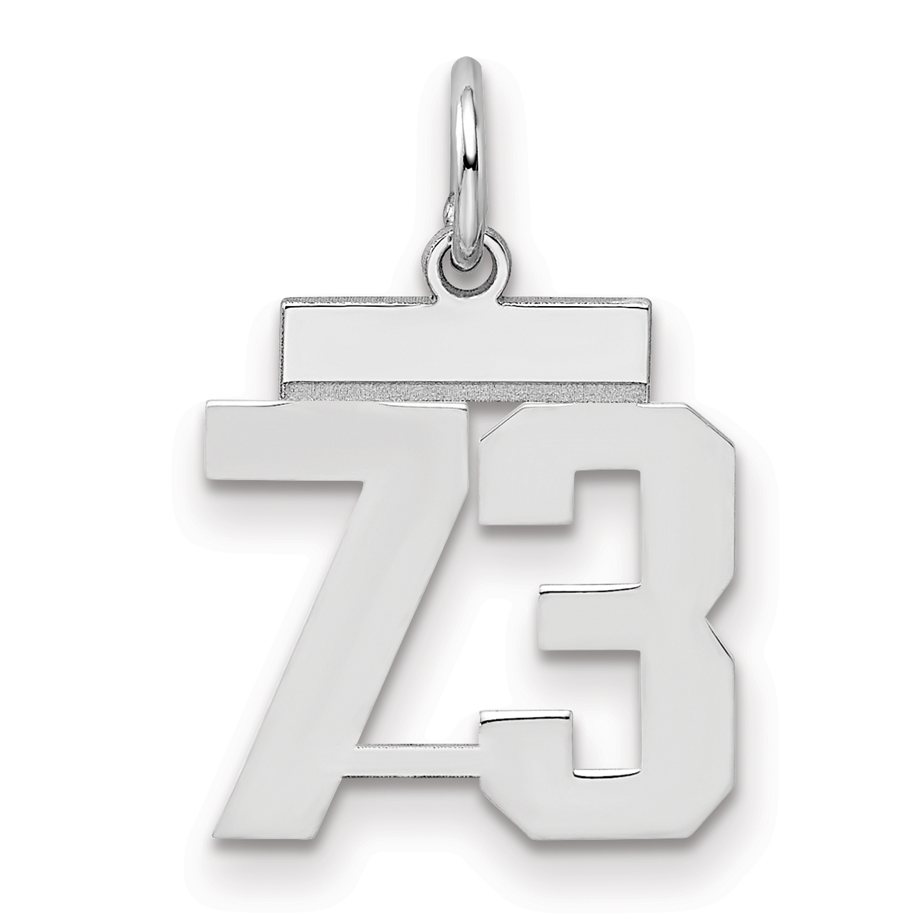 Sterling Silver/Rhodium-plated Polished Number 73 Charm (QSS73)