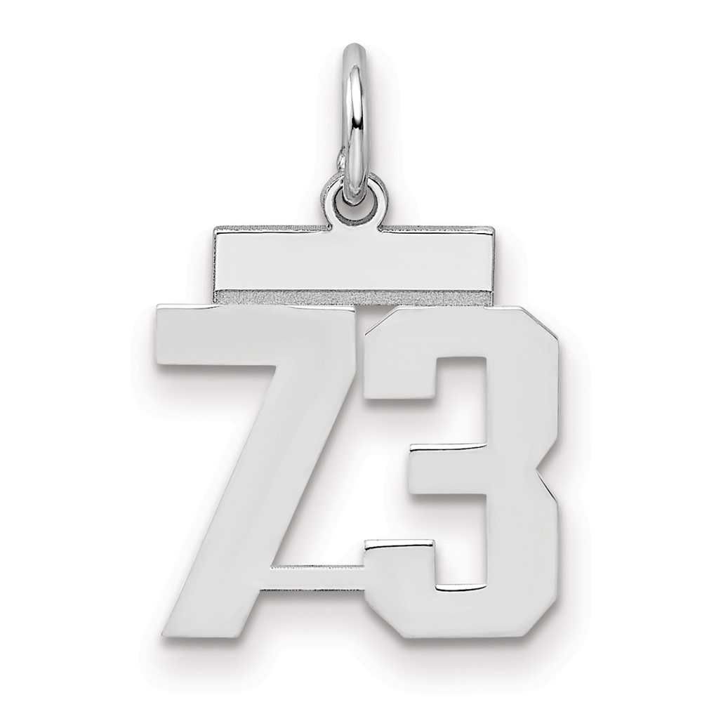 Sterling Silver/Rhodium-plated Polished Number 73 Charm (QSS73)