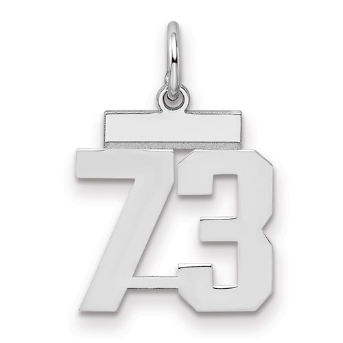 Sterling Silver Rhodium-plated Polished Number 73 Charm
