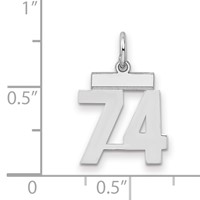 Sterling Silver Rhodium-plated Polished Number 74 Charm view 2