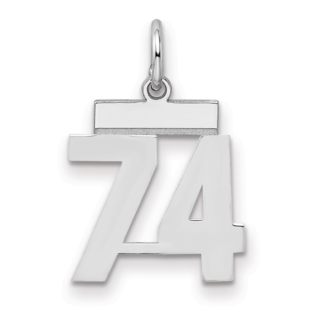 Sterling Silver Rhodium-plated Polished Number 74 Charm