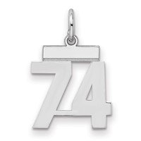 Sterling Silver Rhodium-plated Polished Number 74 Charm view 1