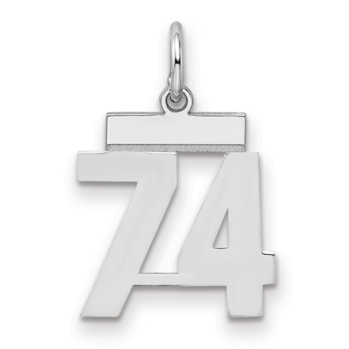 Sterling Silver Rhodium-plated Polished Number 74 Charm