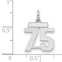 Sterling Silver Rhodium-plated Polished Number 75 Charm view 2