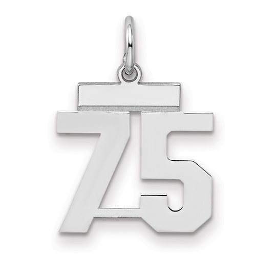 Sterling Silver Rhodium-plated Polished Number 75 Charm
