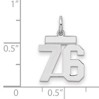 Sterling Silver Rhodium-plated Polished Number 76 Charm view 2