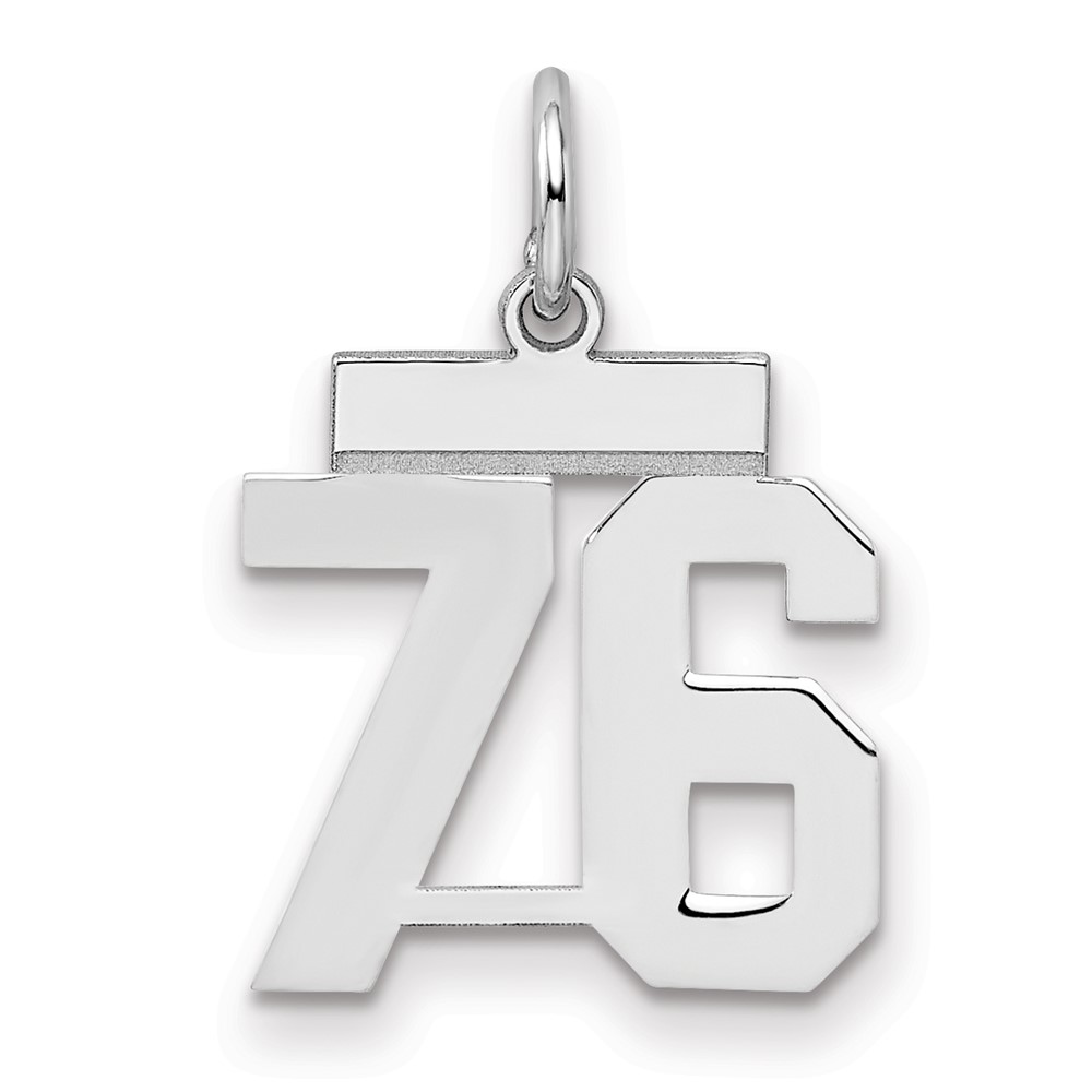 Sterling Silver Rhodium-plated Polished Number 76 Charm