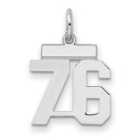 Sterling Silver Rhodium-plated Polished Number 76 Charm view 1