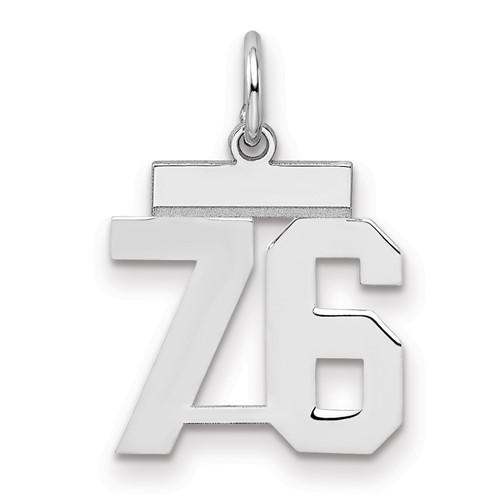 Sterling Silver Rhodium-plated Polished Number 76 Charm