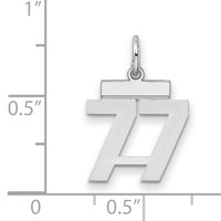 Sterling Silver Rhodium-plated Polished Number 77 Charm view 2