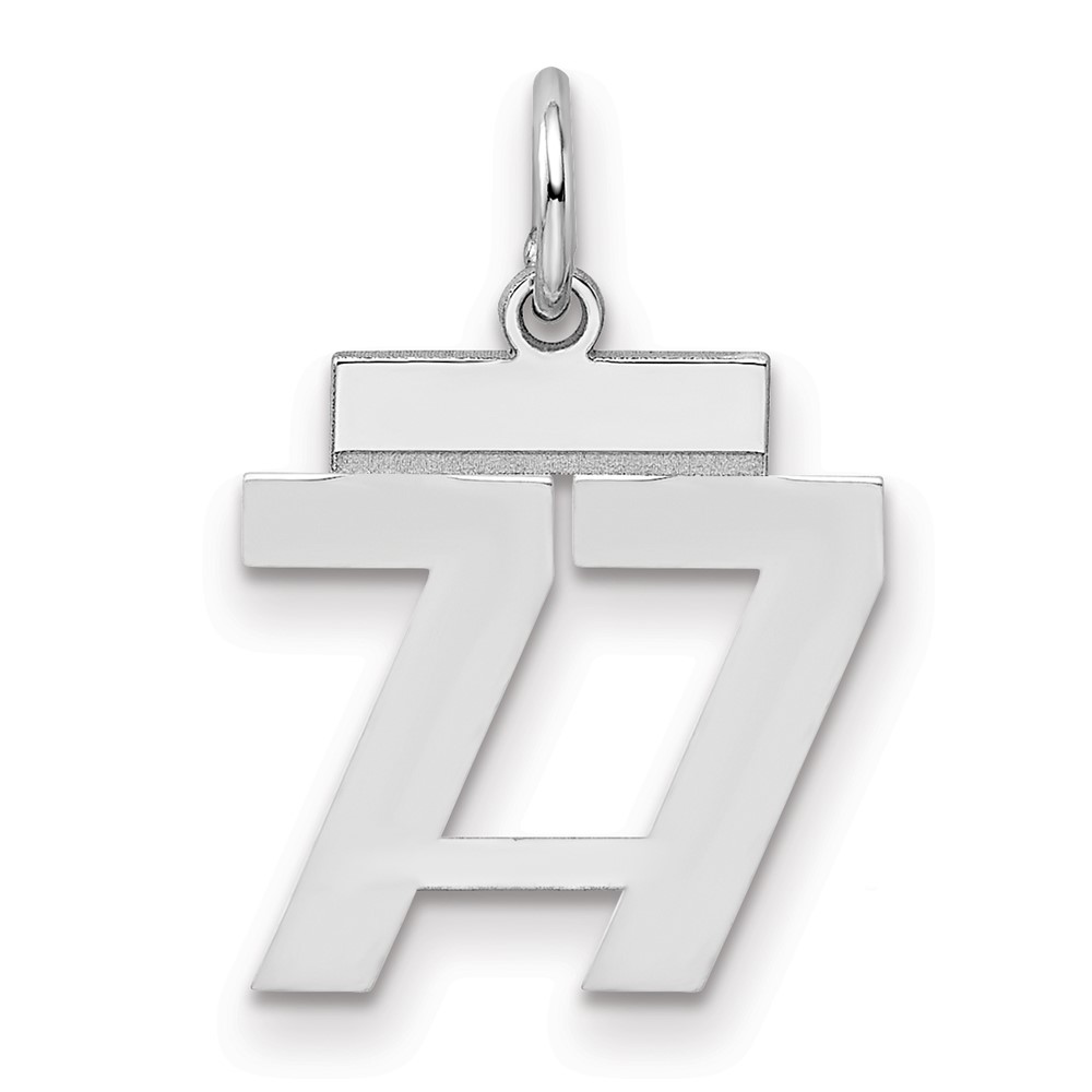 Sterling Silver Rhodium-plated Polished Number 77 Charm