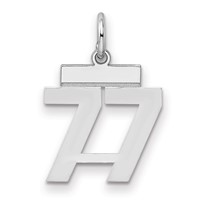 Sterling Silver Rhodium-plated Polished Number 77 Charm view 1