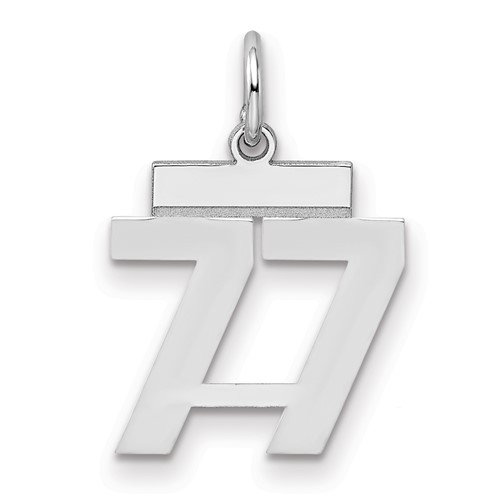 Sterling Silver Rhodium-plated Polished Number 77 Charm