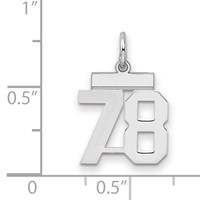 Sterling Silver Rhodium-plated Polished Number 78 Charm view 2