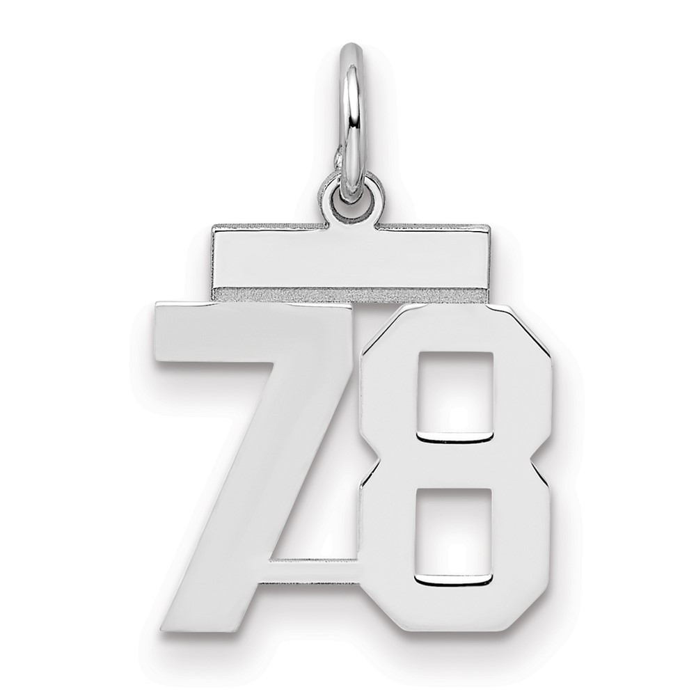 Sterling Silver Rhodium-plated Polished Number 78 Charm