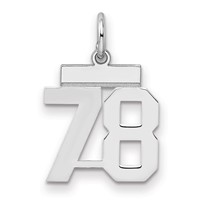 Sterling Silver Rhodium-plated Polished Number 78 Charm view 1