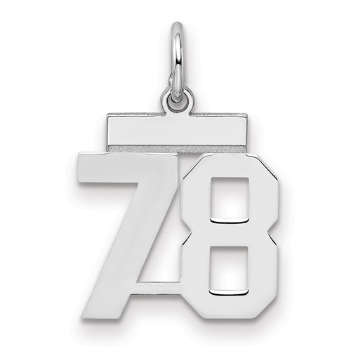 Sterling Silver Rhodium-plated Polished Number 78 Charm