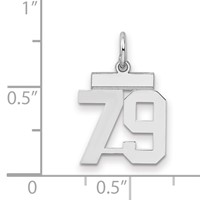 Sterling Silver Rhodium-plated Polished Number 79 Charm view 2